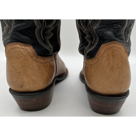 Lucchese 2000 Men’s Size 8D Black Tan Ostrich Leather Western Cowboy Boots - Picture 6 of 14
